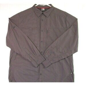 The North Face Men's Long Sleeve Button Down Striped Shirt Large Hiking Fishing